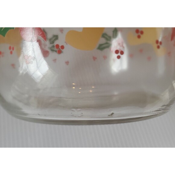 Anchor Hocking Glass Jar Canister Christmas Cookie Teddy Bear Holly Bows 7” VTG - Picture 7 of 7